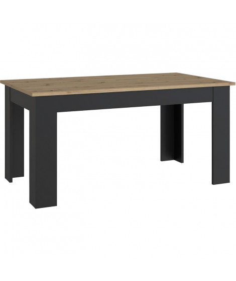 Table a manger seule PILVI - Style Contemporain - Particules mélaminé - Décor Chene et Noir - 6 personnes - L 160 x P 77,3 x …