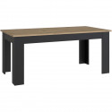 Table a manger seule PILVI - Style Contemporain - Particules mélaminé - Décor Chene et Noir - 8 personnes - L 180 x P 77,3 x …