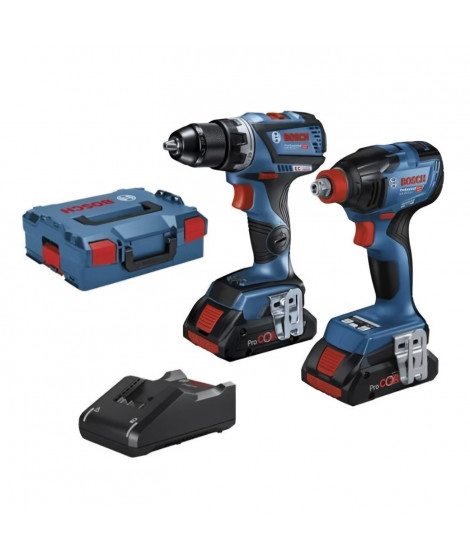 Combo Kit Bosch Professional Visseuse a chocs GSR 18V-60 C + boulounneuse GDX 18V-210 C + L-Boxx - 06019J0204