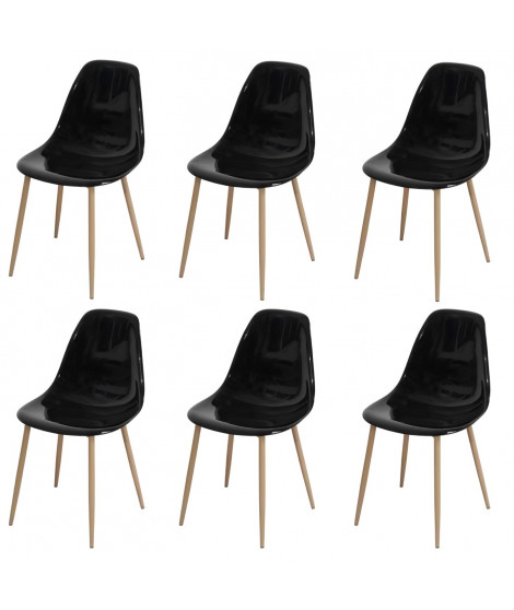 Lot de 6 chaises cristal transparent noir - L 47 x P 54 x H 84 cm - CLODY