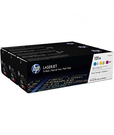 HP 131A Pack de cartouches de toner trois couleurs LaserJet authentiques (U0SL1AM) pour HP LaserJet Pro 200 Color M251/M276