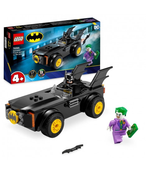 LEGO DC 76264 La Poursuite du Joker en Batmobile, Jouet de Voiture, avec Brique de Démarrage Super-Héros