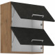 Meuble haut ROCK - Mélaminé décor chene lancelot et gris matera - 1 porte - L60 x H72 cm