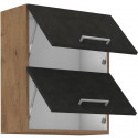 Meuble haut ROCK - Mélaminé décor chene lancelot et gris matera - 1 porte - L60 x H72 cm