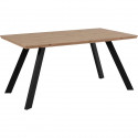 Table a manger KONSTANZ - Rectangulaire - Pieds en métal - Décor chene artisan et noir - 8 Personnes - L160 x H75 x P90 cm