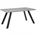 Table a manger seule KONSTANZ - 6 a 8 personnes - Mélaminé béton et noir - L160 x H75 x P90 cm