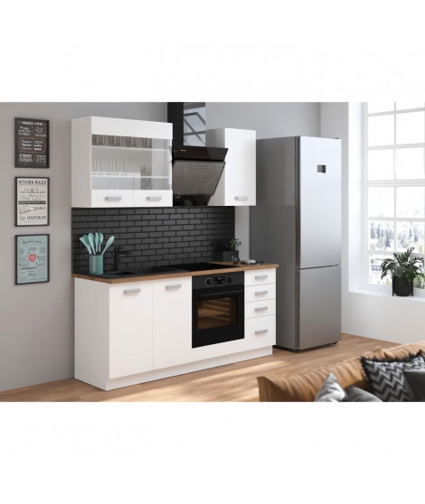 ATLAS Cuisine complete 5 éléments - Décor blanc - L180 cm - Plan de travail non inclus