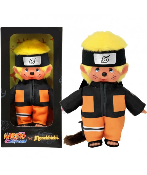 Bandai - Monchhichi - Peluche Monchhichi Naruto Shippuden - Peluche toute douce 20 cm pour enfants et adultes - SE241088