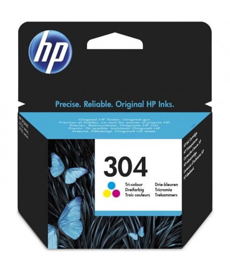 HP 304 Cartouche d'encre trois couleurs authentique (N9K05AE) pour HP DeskJet 2620/2630/3720/3730