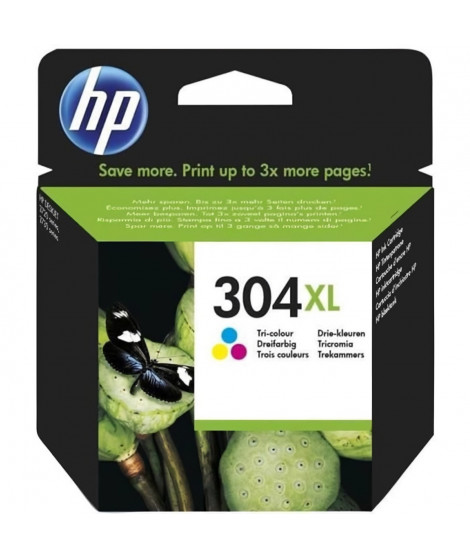 HP 304XL Cartouche d'encre trois couleurs authentique (N9K07AE) pour HP DeskJet 2620/2630/3720/3730