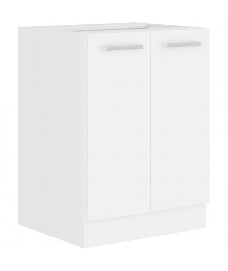 ATLAS Meuble bas 2 portes - Décor blanc - L60cm - Vendu sans plan de travail