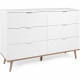 Commode Göteborg 6 tiroirs - Décor chene sonoma Blanc - L 120 x P 40 x H 86,5 cm