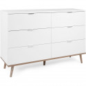 Commode Göteborg 6 tiroirs - Décor chene sonoma Blanc - L 120 x P 40 x H 86,5 cm