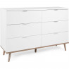 Commode Göteborg 6 tiroirs - Décor chene sonoma Blanc - L 120 x P 40 x H 86,5 cm