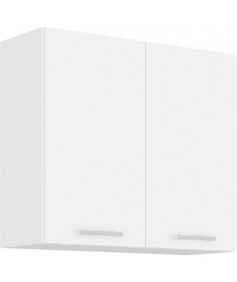 ATLAS Meuble haut 2 portes battantes - Décor blanc - L80 cm