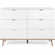 Commode Göteborg 6 tiroirs - Décor chene sonoma Blanc - L 120 x P 40 x H 86,5 cm