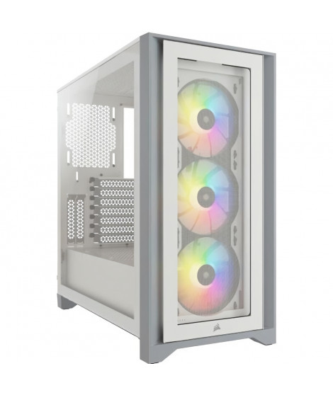 CORSAIR Boîtier PC iCUE 4000X RGB - Moyen Tour - Verre trempé - Blanc (CC9011205WW)