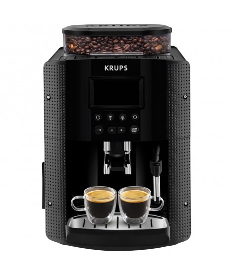 KRUPS Machine a café grain, 1.7 L, Cafetiere espresso, Buse vapeur pour Cappuccino, 2 tasses en simultané, Essential YY8135FD