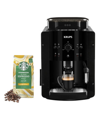 KRUPS Machine a café grains Cafetiere expresso, Buse cappuccino Paquet Café Starbucks offert Essential Fabriqué en France YY4…