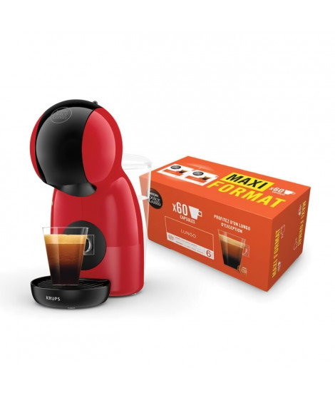 KRUPS Nescafé Dolce Gusto Machine a café + 60 capsules de café lungo, Cafetiere multi-boissons, 15 bars, Piccolo XS YY5129FD