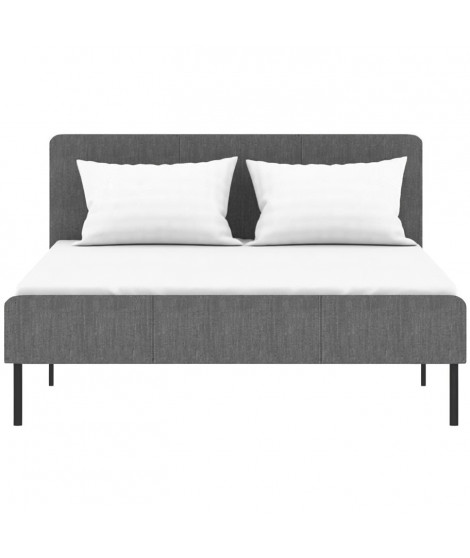 Lit adulte SIME - 140 x 190 cm - Sommier inclus - Gris