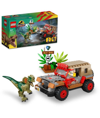 LEGO Jurassic Park 76958 L'Embuscade du Dilophosaure, Jouet de Dinosaure avec Voiture Jeep