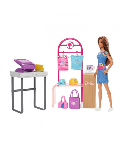 Barbie - Coffret Barbie Boutique Création - Poupée Mannequin - 5 ans et + - BARBIE - HKT78 - POUPEE MANNEQUIN BARBIE