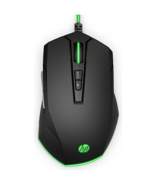 Souris de jeu 200 pour HP Pavilion - Filaire USB - 5 boutons - 3200 DPI - Noir/Vert