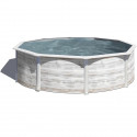 GRE - Piscine ronde acier Ø4,80m x H: 1,22m -  Imitation bois Nordique Filtration a sable