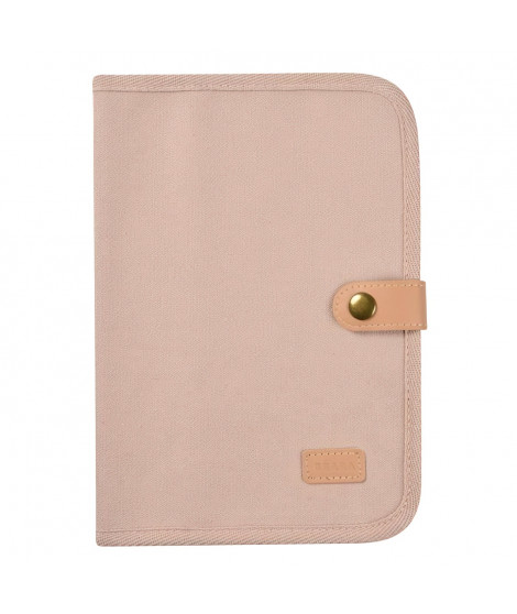 BEABA, Protege carnet de santé canvas rose poudré