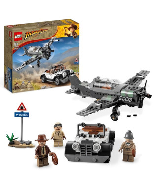 LEGO Indiana Jones 77012 La Poursuite en Avion de Combat, Jouet avec Maquette Avion et Voiture