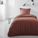 Drap housse TODAY Essential - 90 x 190 cm - 1 personne - 100% Coton uni - Terracotta