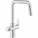 Robinet filtrant de cuisine - Chromé - Filtration de l'eau - Bec haut en U - Rotation 150° - GROHE Blue Pure Start - 30595000