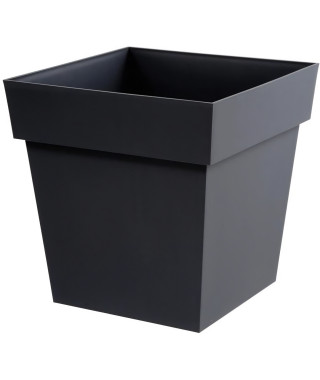 EDA Pot de fleur carré Toscane - 39 x 39 x H 39 cm - 38 L - Gris anthracite