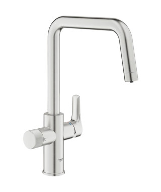 Robinet filtrant de cuisine - Supersteel - Filtration de l'eau - Bec haut en U - Rotation 150° - GROHE Blue Pure Start - 3059…