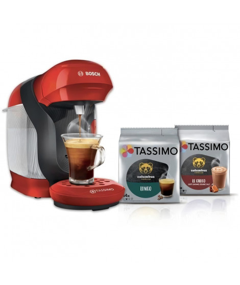 1 machine a multi-boissons Tassimo BOSCH - STYLE TAS1103 rouge + 2 packs de T- Discs - 0,7 l