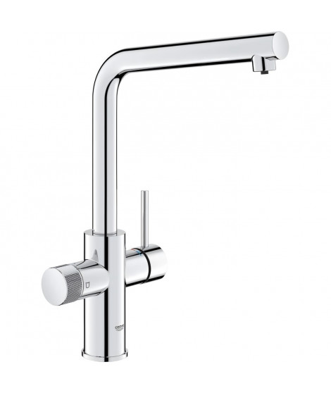 Robinet filtrant de cuisine - Chromé - Filtration de l'eau - Bec haut en L - Rotation 150° - GROHE Blue Pure Minta - 30600000