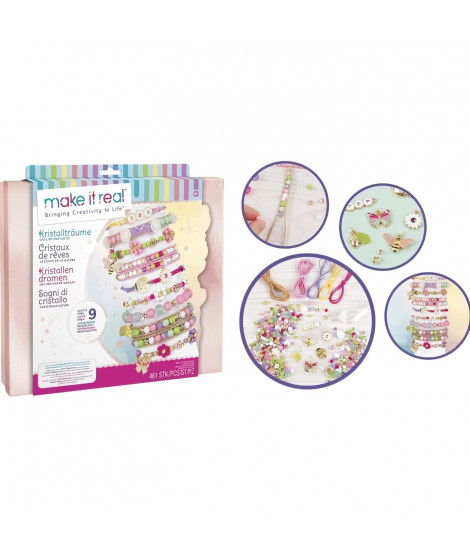 Make It Real - Coffret Bijoux Cristaux De Reve Nature - Fabrication de bijoux enfants - Des 8 ans - Lansay