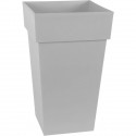 EDA Pot de Fleur Carré Haut TOSCANE - 62 L - 39 x 39 x H 65 cm - Gris béton