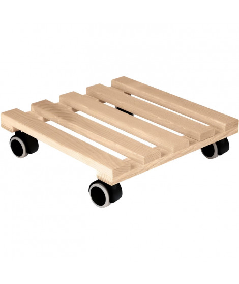 EDA Support a roulettes carré 29 x 29 cm en Bois - 4 roulettes - 29 x 29 x H.8 cm