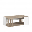 Table basse AUSTRAL - Décor blanc et chene du Japon - L 119 x P 43 x H 68 cm - PARISOT