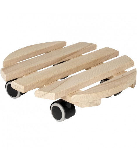 EDA Support a roulettes Ø 30 cm en Bois - 4 roulettes - 30 x 30 x H.8 cm