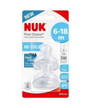 Tétines en silicone NUK FC+ - Débit lent - 6-18 mois