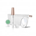 Braun FaceSpa 851V 3-En-1 Épilateur Électrique Femme Visage et Épilation Blanc/Bronze, Brosse Nettoyante, Épilation, Nettoyage