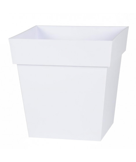 EDA Pot de fleur carré Toscane - 32 x 32 x H 32 cm - 22 L - Blanc