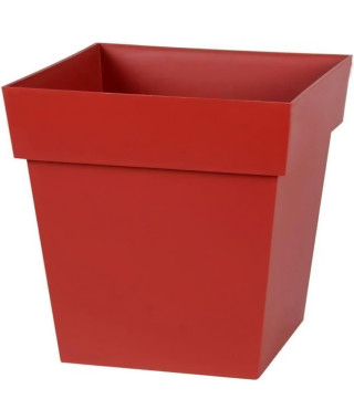 EDA Pot de fleur carré Toscane - 32 x 32 x H 32 cm - 22 L - Rouge rubis