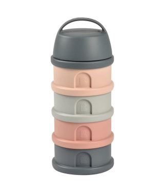 BEABA, Boîte doseuse, 4 compartiments, mineral grey / pink