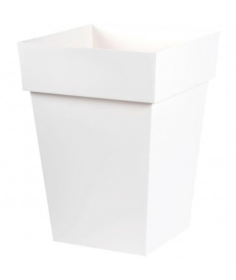 EDA Pot de fleur mi-haut carré Toscane - 39 x 39 x H 53 cm - 51 L - Blanc