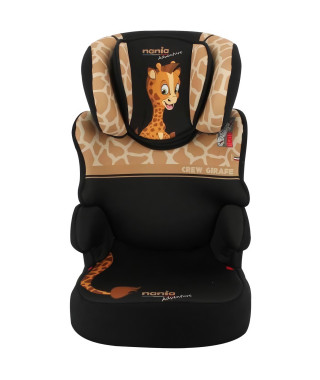 Rehausseur NANIA BEFIX - Isofix - Groupe 2/3 (15-36Kg) - Avec dossier - Tetiere réglable en hauteur - Girafe - Fabriqué en Fr…