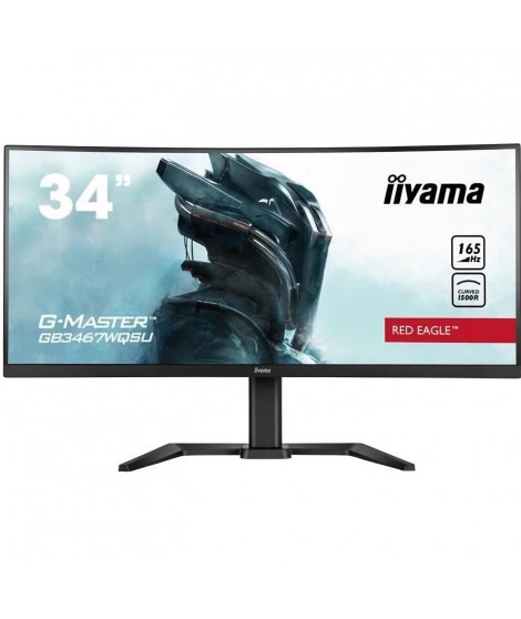 Ecran PC Gamer incurvé - IIYAMA G-Master Red Eagle GB3467WQSU-B5 - 34 UWQHD - Dalle VA - 0.4 ms - 165Hz - 2 x HDMI / 2 x DP -…